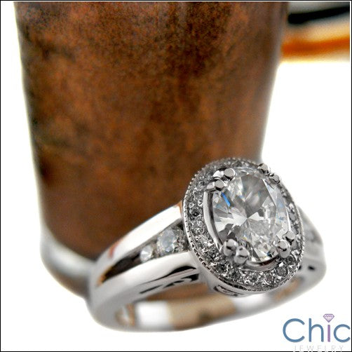 Estate 1.25 Oval Center in Halo Cubic Zirconia Cz Ring