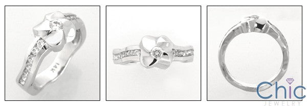 Cubic Zirconia Promise Ring Solid 14K White Gold