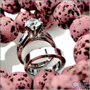 Matching Set 1.5 Round Center Sapphire Channel No Stone Cubic Zirconia Cz Ring