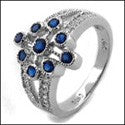 Estate Round Sapphires in Bezel Cubic Zirconia Cz Ring