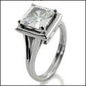Solitaire 1.25 Princess Cubic Zirconia 14K White Gold Ring