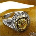 Estate 1 Ct Canary Asscher Yellow Bezel Pave Cubic Zirconia Cz Ring