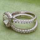 Cubic Zirconia Round Halo Matching Ring Set