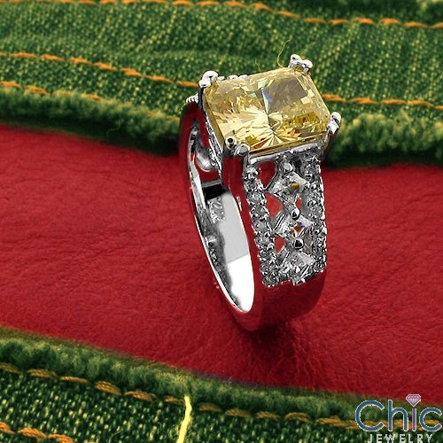 Anniversary Canary Yellow Radiant 3 Ct Cubic Zirconia Cz Ring