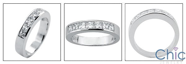 7 Princess Cuts in Channel Cubic Zirconia 14K White Gold Band