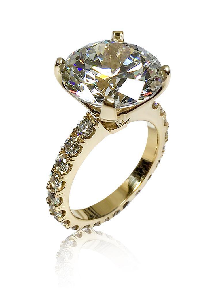 7 carat Round Cubic Zirconia Eternity Engagement Ring 14K Gold