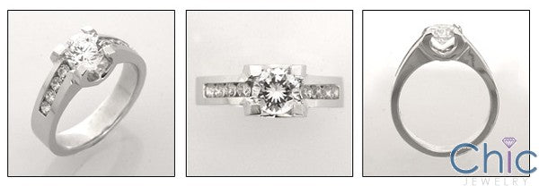 Engagement 0.75 Round Center Channel Cubic Zirconia Cz Ring