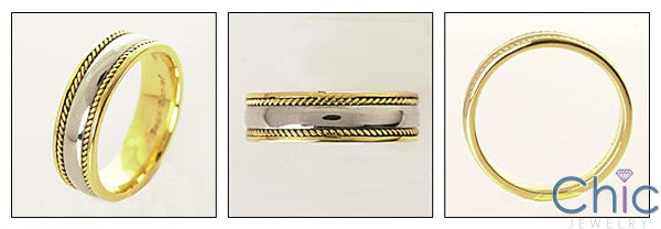 Mens Two Tone Braided Gold Wedding Band