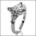 1 Ct .Marquise Pear Cubic Zirconia 3 Stone 14k White Gold Ring