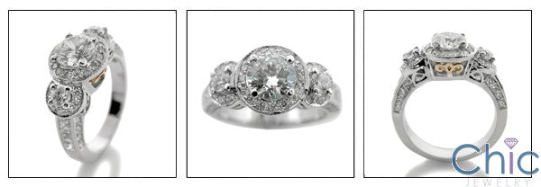 Engagement Round 0.75 Center 1.35 Pave Cubic Zirconia Cz Ring