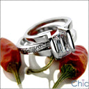 Matching Set 1.25 Elongated Emerald Cubic Zirconia Cz Ring