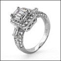 Estate Emerald 1 Ct Pave Ct Baguettes in channel Antique style Cubic Zirconia Cz Ring