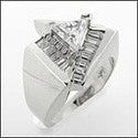 Anniversary 2 Ct Triangle Center Channel Baguettes Cubic Zirconia Cz Ring