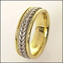 Mens White Ct Yellow Gold Braided Band
