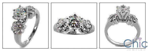 Engagement Round 1 Ct Cubic Zirconia flower style Cubic Zirconia Cz Ring