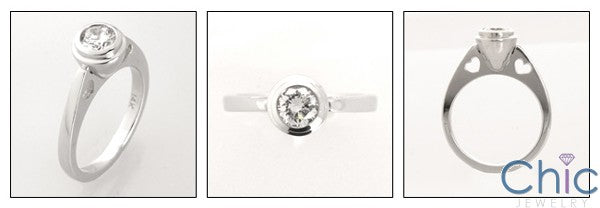 Solitaire 0.75 Round Bezel C art Contours Cubic Zirconia Cz Ring