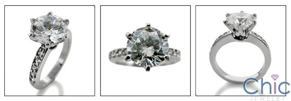 Engagement 3 Ct Round Tiffany Style Cubic Zirconia Cz Ring