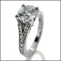 Engagement 1.25 Round Center Small Split Pave Cubic Zirconia Cz Ring