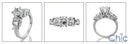 Engagement Brilliant 0.75 Center Bezled Rounds Baguettes Cubic Zirconia Cz Ring
