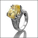 Estate 6.5 Oval Canary Double Prong Cubic Zirconia Cz Ring