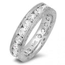 Round Cubic Zirconia Eternity Channel Hand Engraved Band