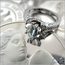 Engagement 1 Ct Pear Center Engraved Shank Cubic Zirconia Cz Ring