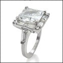 Anniversary Princess 3 Ct Center Channeled Baguettes Cubic Zirconia Cz Ring