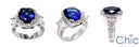 Engagement 5 Ct Oval Sapphire Trapezoid Two tone Cubic Zirconia Cz Ring