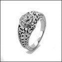 Fine Jewelry Bezeled Top 0.20 Center Engraved Shank Cubic Zirconia Cz Ring