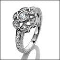 Engagement .40 Round Bezeled Center Engraved Shank Cubic Zirconia Cz Ring