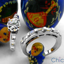 Matching Set 1 Ct Round Center Baguette in Channel Cubic Zirconia Cz Ring