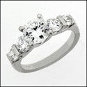 Engagement 1.25 Round Center 5 Stone Channel Cubic Zirconia Cz Ring