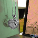 Cubic Zirconia Cz Two Tone Heart Shaped Lock Pendant
