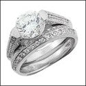 Matching Set 1.5 Round Pave Euro Shank Cubic Zirconia Cz Ring