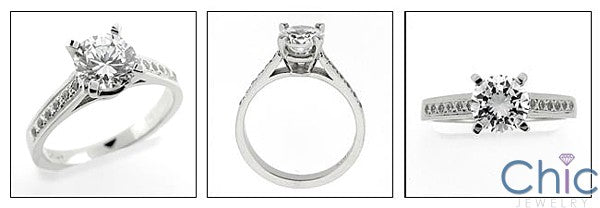 Engagement 1 Ct Round Ca dral- Pave Cubic Zirconia Cz Ring