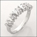 Cubic Zirconia Wedding Band 1 Carat Total Round 5 Stone Channel Band 14K White Gold