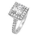 Engagement 1.5 Asscher Pave Halo Cubic Zirconia Ring 14K Gold Ring