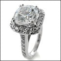 Engagement 2 Ct Round Double Prong Pave Cubic Zirconia Cz Ring