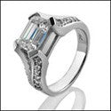 Engagement Emerald 1.5 Ct Horizontal Cubic Zirconia Cz Ring