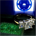 1.25 Princess High Quality Cubic Zirconia 3 Stone Ring 14K White Past Present Future
