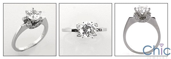 Engagement 1.25 Round TCW Narrow Shank Cubic Zirconia Cz Ring