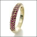 .75 Round Ruby Pave Cubic Zirconia Wedding Band 14K Yellow Gold
