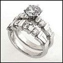 Matching Set 2.6 TCW Round Baguette Channel Ct Cubic Zirconia Cz Ring