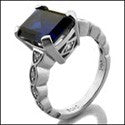 Anniversary Sapphire 4 Ct Emerald Cubic Zirconia Cz Ring