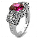 Estate Ruby Cushion Antique Style Cubic Zirconia Cz Ring