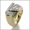 Mens 1 Ct Pear Ct Pave Two Tone Cubic Zirconia CZ Wedding Band