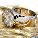 Solitaire 6.5 Ct Oval Half Bezel Cubic Zirconia Cz Ring