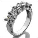 Wedding 5 Stone Princess Share Prong Cubic Zirconia CZ Band 