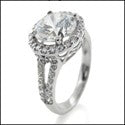 Anniversary 2.5 Round Center Halo Pave Split Shank Cubic Zirconia Cz Ring