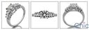 Engagement 1 Ct Round Center Step Baguettes Cubic Zirconia Cz Ring